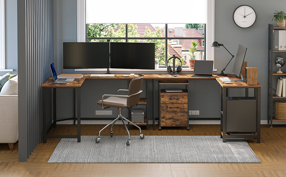L-förmiger Computertisch mit 2 Ablagen – Eckschreibtisch für Homeoffice & Gaming