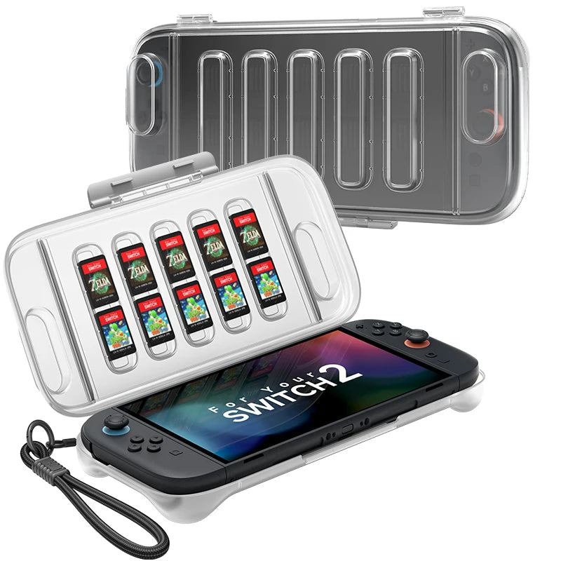 JSAUX Switch 2 Schutzhülle – Transparente Hard Shell mit Silikon & Tragetasche
