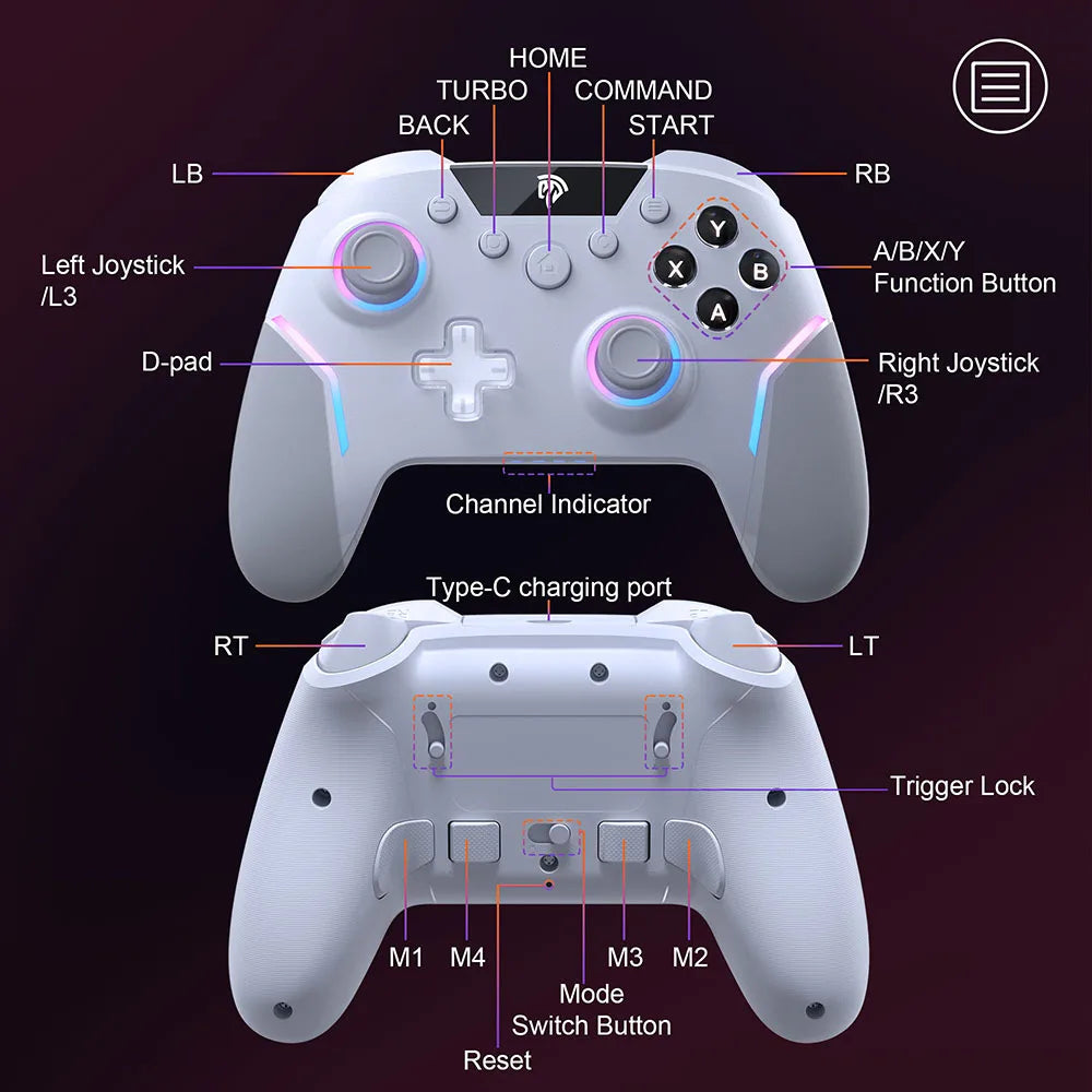 EasySMX X20 Wireless Controller – RGB, Hall-Sticks & 1000Hz Polling für PC/Switch/Android