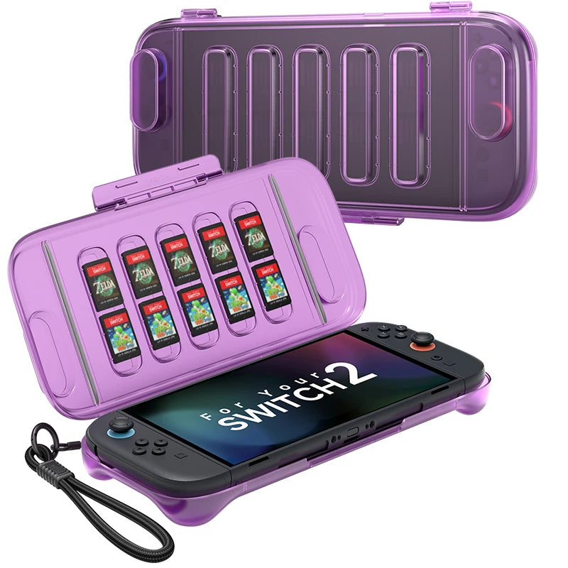 JSAUX Switch 2 Schutzhülle – Transparente Hard Shell mit Silikon & Tragetasche
