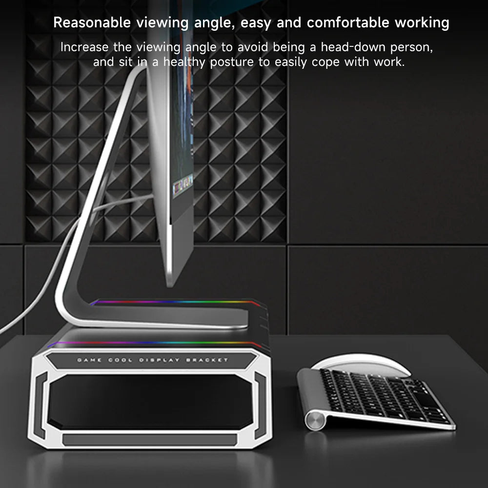 Foldable Stand mit 4 USB-Hub, RGB-Lichter, Tablet-/Handyhalter & Stauraum