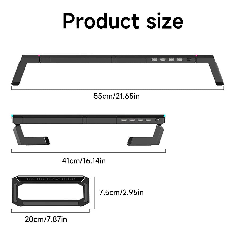 Foldable Stand mit 4 USB-Hub, RGB-Lichter, Tablet-/Handyhalter & Stauraum