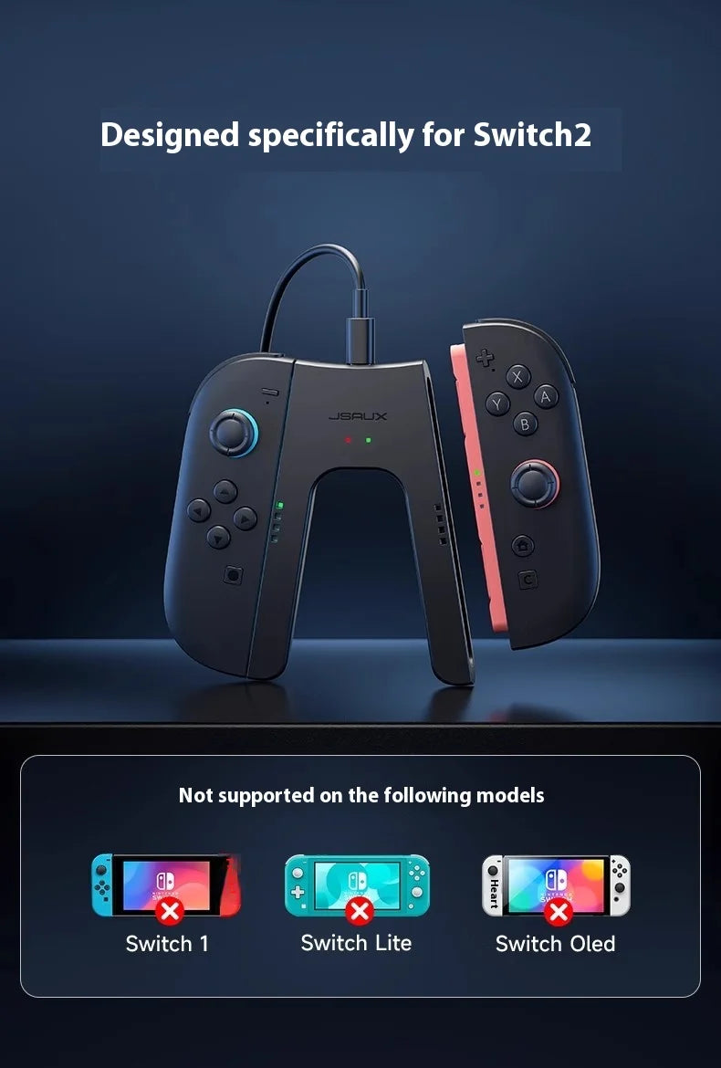 JSAUX Controller Split Charging Grip – Ergonomisches Gamepad für Switch 2 JoyCon