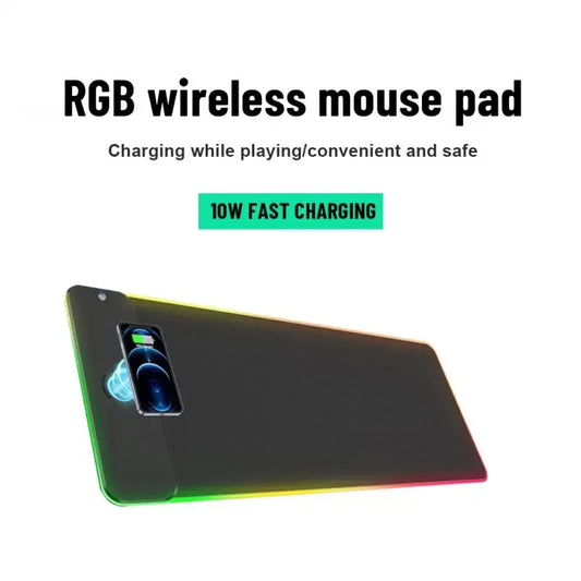 XXL RGB Wireless Charging Mousepad 800×300 mm – 15 W Qi, abgedichtete Oberfläche