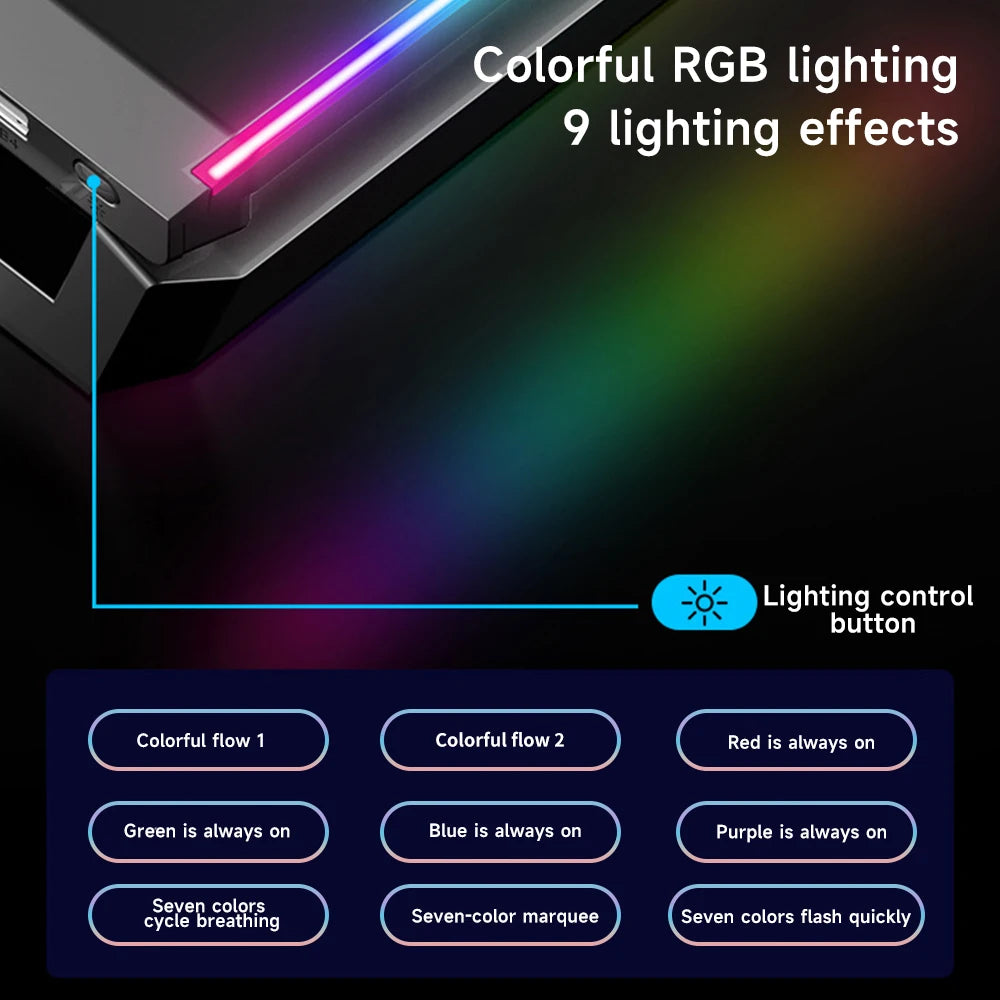 Foldable Stand mit 4 USB-Hub, RGB-Lichter, Tablet-/Handyhalter & Stauraum