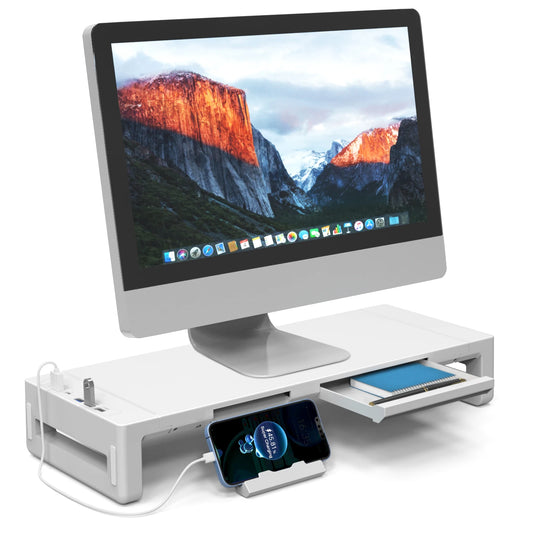 Adjustable Monitor Stand with USB 3.0 Hub & Drawer