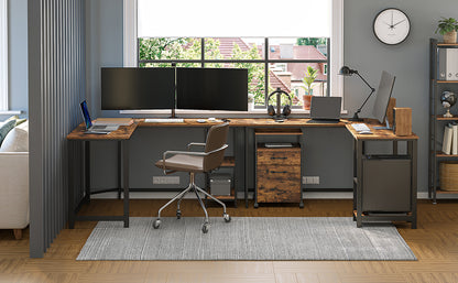L-förmiger Computertisch mit 2 Ablagen – Eckschreibtisch für Homeoffice & Gaming