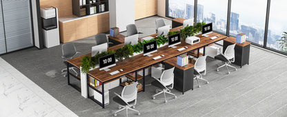 Großer Doppelschreibtisch mit Regal – 200 cm Arbeitsplatz für 2 Personen