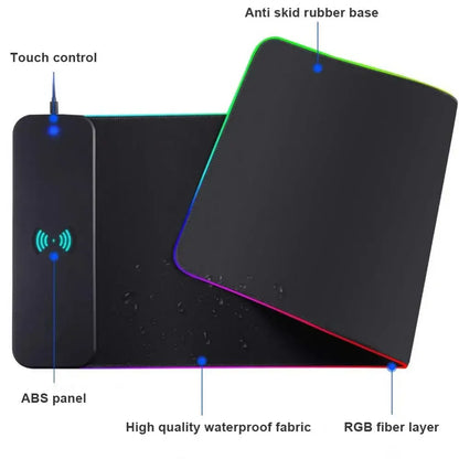XXL RGB Wireless Charging Mousepad 800×300 mm – 15 W Qi, abgedichtete Oberfläche