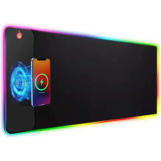 XXL RGB Wireless Charging Mousepad 800×300 mm – 15 W Qi, abgedichtete Oberfläche