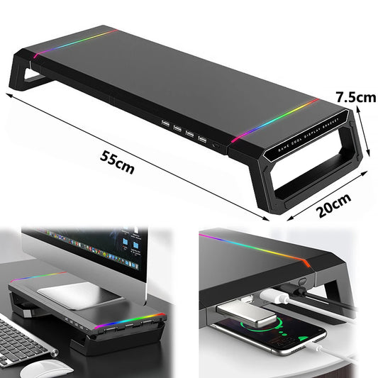 Foldable Stand mit 4 USB-Hub, RGB-Lichter, Tablet-/Handyhalter & Stauraum