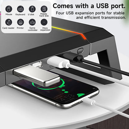 Foldable Stand mit 4 USB-Hub, RGB-Lichter, Tablet-/Handyhalter & Stauraum