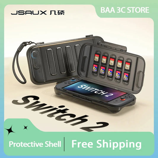JSAUX Switch 2 Schutzhülle – Transparente Hard Shell mit Silikon & Tragetasche