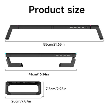 Foldable Stand mit 4 USB-Hub, RGB-Lichter, Tablet-/Handyhalter & Stauraum