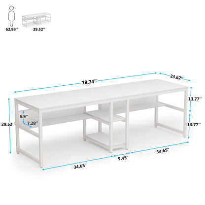 Großer Doppelschreibtisch mit Regal – 200 cm Arbeitsplatz für 2 Personen