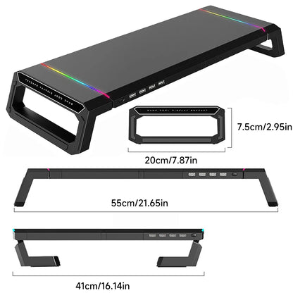 Foldable Stand mit 4 USB-Hub, RGB-Lichter, Tablet-/Handyhalter & Stauraum
