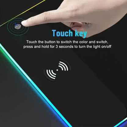 XXL RGB Wireless Charging Mousepad 800×300 mm – 15 W Qi, abgedichtete Oberfläche