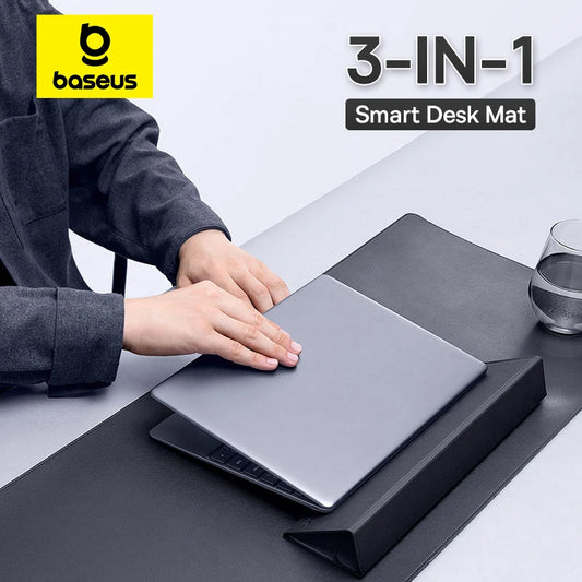 Baseus 3-in-1 Smart Desk Mat – PU-Leder, Handgelenkstütze & Laptop-/Tablet-Ständer